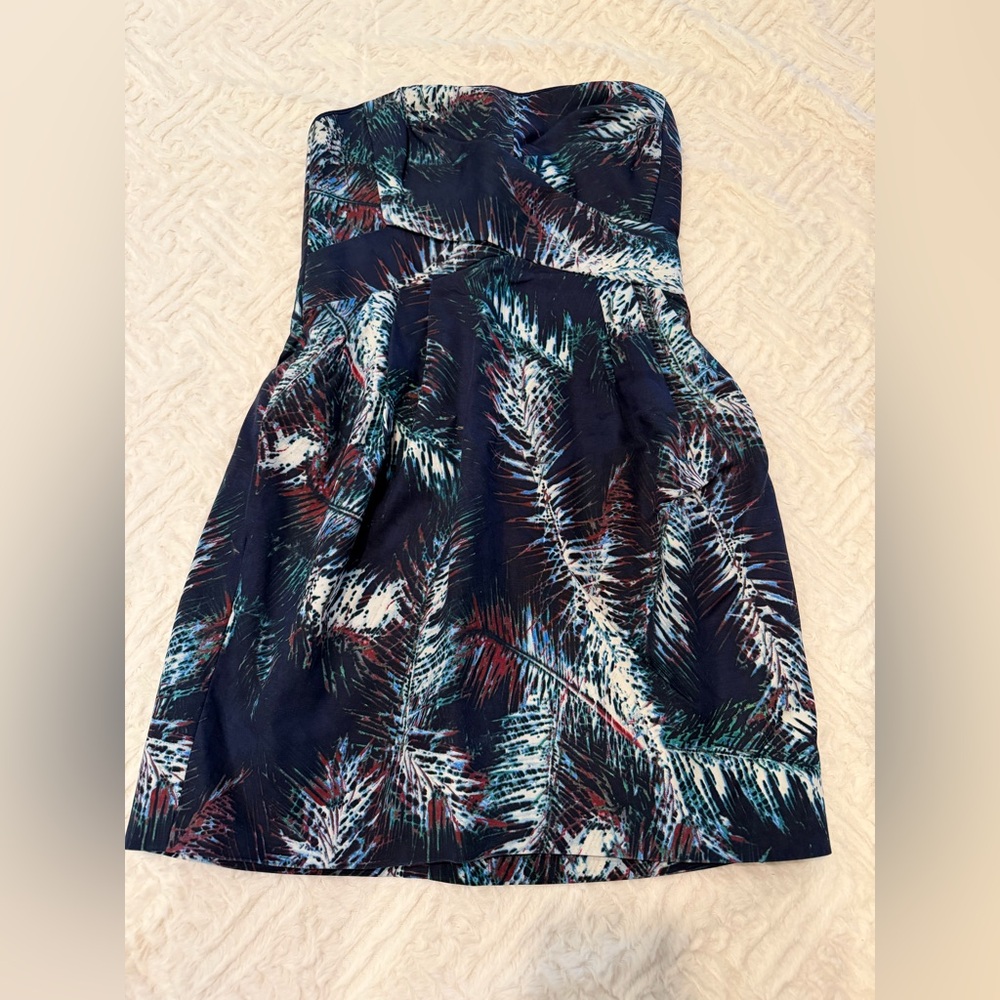 Club Monaco Navy and Teal Patterned Dress